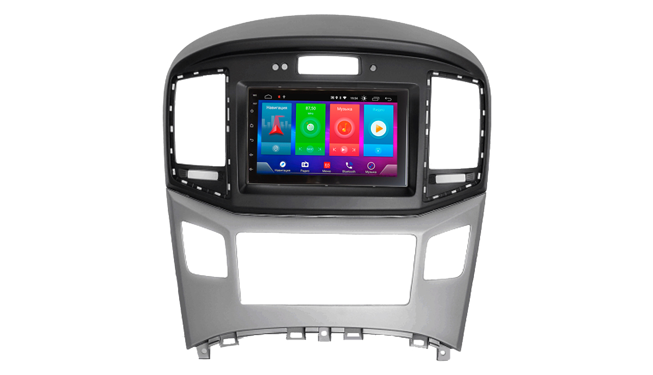 Автомагнитола Android ШГУ HYUNDAI  H1, Starex, i800, iLoad, iMax 2015+(with clock version / black&silver) 7“ - 9.1 1/16 Simple